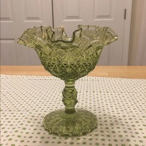 Vintage Ruffled Pedestal Candy Dish by Fenton